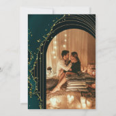 モダングリーンミニマルエメラルド結婚書道I 招待状 (裏面)