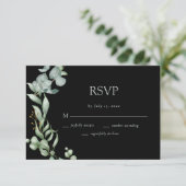 モダングリーンリーシンプルブラックセージ結婚 出欠カード (スタンド正面)