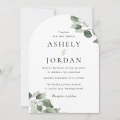 モダングリーンリーフアーチウェディング 招待状 (正面)