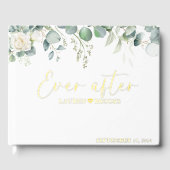 モダングリーンリーフローラ結婚ブライダルのゲストブック ゲストブック (正面)