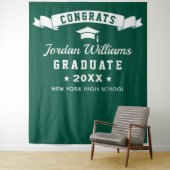 モダングリーン卒業パーティー写真用背景 タペストリー (インサイチュ)