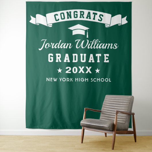 モダングリーン卒業パーティー写真用背景 タペストリー (インサイチュ)
