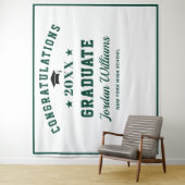 モダングリーン白卒業パーティー写真背景 タペストリー (インサイチュ)