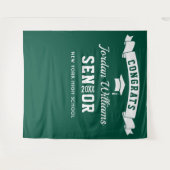 モダングリーン白背景卒業写真 タペストリー (正面(横))