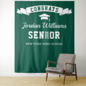 モダングリーン白背景卒業写真 タペストリー (インサイチュ)