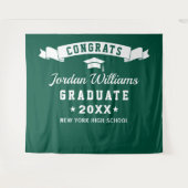 モダングリーン白背景卒業写真 タペストリー (正面(横))