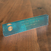 モダングリーン金ゴールドオフィスのデスク名パーソナライズされた デスクネームプレート (側面)