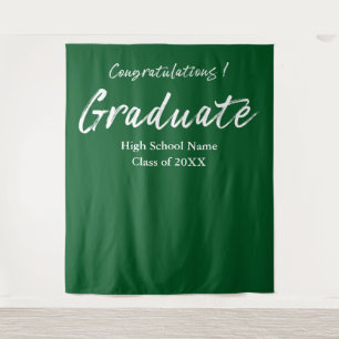 モダングリーン スクリプト おめでとう 卒業生 タペストリー