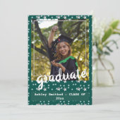 モダングリーン スター フォトフレーム 卒業パーティー招待状 招待状 (スタンド正面)