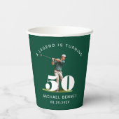 モダングリーン スポーツゴルファー 50歳の誕生日 紙コップ (裏面)