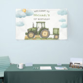 モダングリーン・トラクター 1歳の誕生日パーティー 横断幕 (トレードショー)