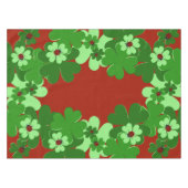 モダングリーン、赤いクマゼミとクローバー テーブルクロス (正面(横))