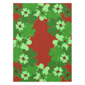 モダングリーン、赤いクマゼミとクローバー テーブルクロス (正面)