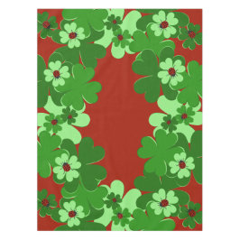 モダングリーン、赤いクマゼミとクローバー テーブルクロス