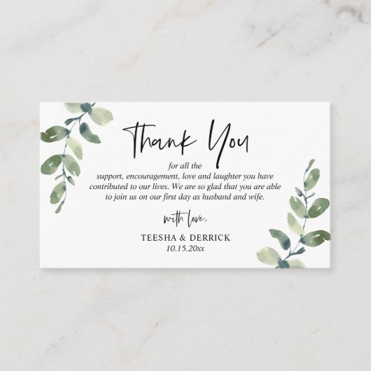 モダングリー結婚ズ・サンキュー同封カード エンクロージャーカード (正面)