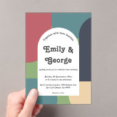 モダングルーヴカラフル抽象芸術シックレトロ結婚ズ アクリル招待状 (インサイチュ (ポータブル))