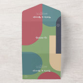 モダングルーヴカラフル抽象芸術シックレトロ結婚ズ オールインワン招待状 (外側)