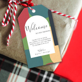 モダングルーヴカラフル抽象芸術シックレトロ結婚ズ ギフトタグ