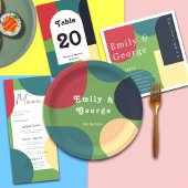 モダングルーヴカラフル抽象芸術シックレトロ結婚ズ ペーパープレート