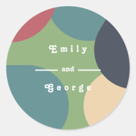 モダングルーヴカラフル抽象芸術シックレトロ結婚ズ ラウンドシール