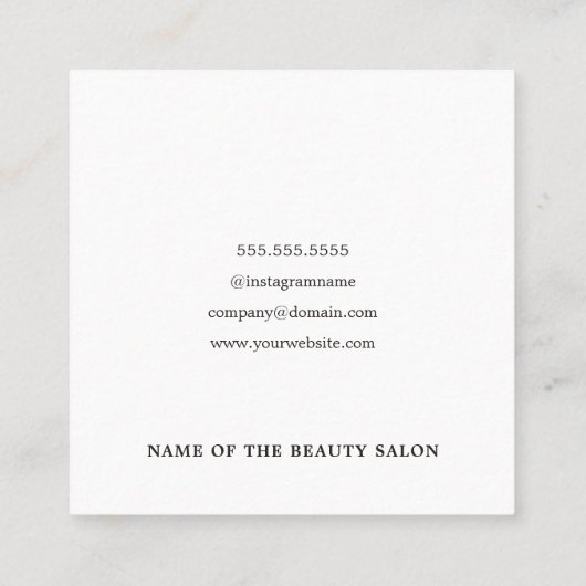 モダングレイエレガントシルバーはさみ美容師 スクエア名刺 (裏面)