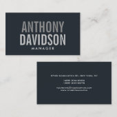 モダングレイシッシュブルー大はっきりした文字名刺 名刺 (正面/裏面)