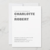 モダングレイ結婚ホワイト 招待状 (正面)