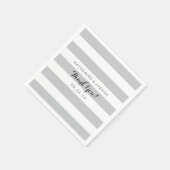 モダングレーと白のストライプの結婚 スタンダードカクテルナプキン (角)