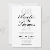 モダングレーと黒のミニマル結婚リスト 招待状 (正面)