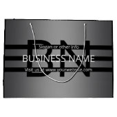 モダングレーのグラデーション & 水平ブラックストライプ ラージペーパーバッグ (裏面)