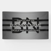 モダングレーのグラデーション & 水平ブラックストライプ 横断幕 (横)