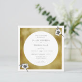 モダングレーのゴールドのクリスマスローズのウェディング 招待状 (スタンド正面)