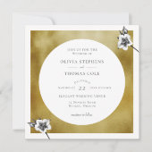 モダングレーのゴールドのクリスマスローズのウェディング 招待状 (正面)