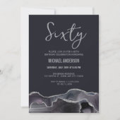 モダングレーのシルバーアゲート 60歳の誕生日パーティー 招待状 (正面)