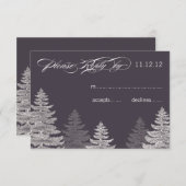 モダングレーの冬の結婚式返信カード ツリー 出欠カード (正面/裏面)
