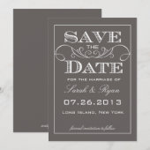 モダングレーの結婚式お知らせ セーブザデート (正面/裏面)