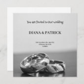 モダングレーの結婚式招待状 案内状 (正面/裏面)