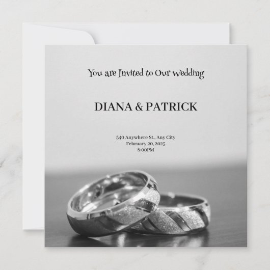 モダングレーの結婚式招待状 案内状 (正面)