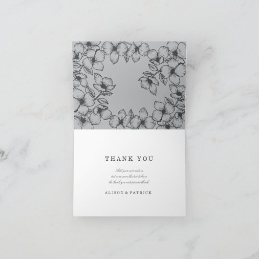モダングレーの花の感謝カード サンキューカード (内部)