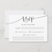 モダングレーはっきりしたのシエレガントプ結婚トrsvp 出欠カード (正面)