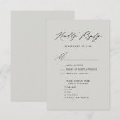 モダングレーエレガントスクリプトミニマルウェディングRSVP エンクロージャーカード (正面/裏面)
