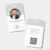 モダングレーオフィス社員写真IDカードQR バッジ (正面＆裏面)