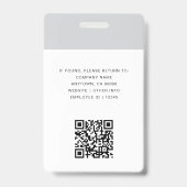 モダングレーオフィス社員写真IDカードQR バッジ (裏面)