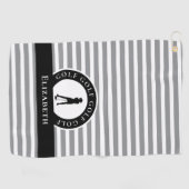 モダングレーストライプ女性ゴルファーモノグラム ゴルフタオル (横)