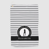 モダングレーストライプ女性ゴルファーモノグラム ゴルフタオル (正面)