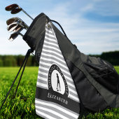 モダングレーストライプ女性ゴルファーモノグラム ゴルフタオル