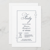 モダングレーフレーム 40歳誕生日パーティー 招待状 (正面/裏面)