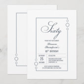 モダングレーフレーム 60歳誕生日パーティー 招待状 (正面/裏面)