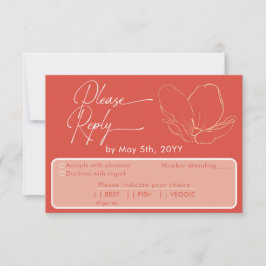 モダングレープフルーツ赤い出席と食事の選択 出欠カード