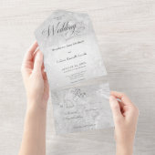 モダングレーマーブル ミニマル 夕食なし オールインワン招待状 (貼ってはがせる)